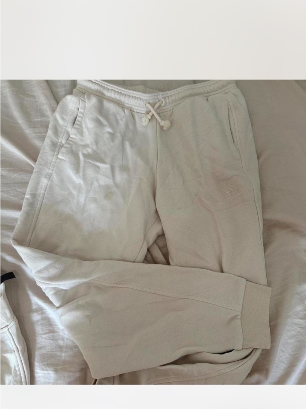 adidas Cream Fleece-Lined Jogger Pants